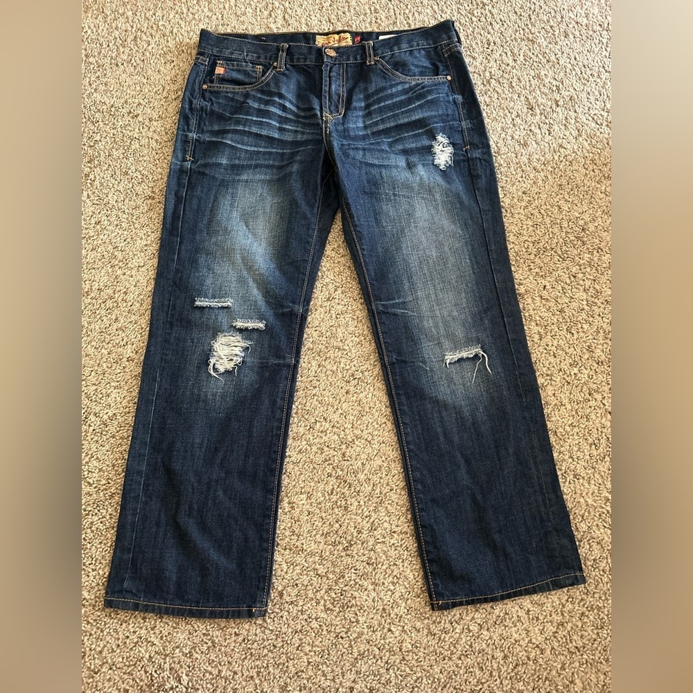 Dear John Denim Capri Jean Jesse Boyfriend Distressed Sz 28 Mid Rise Blue Cotton